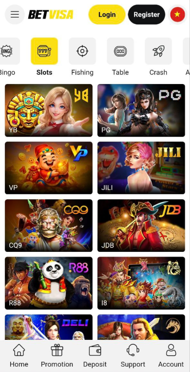 How to play slots in the BetVisa mobile app