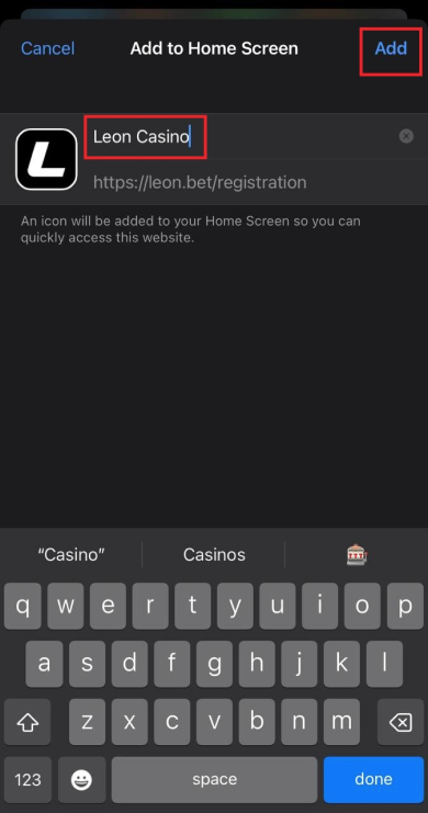 Add Leon Casino to iPhone Desktop