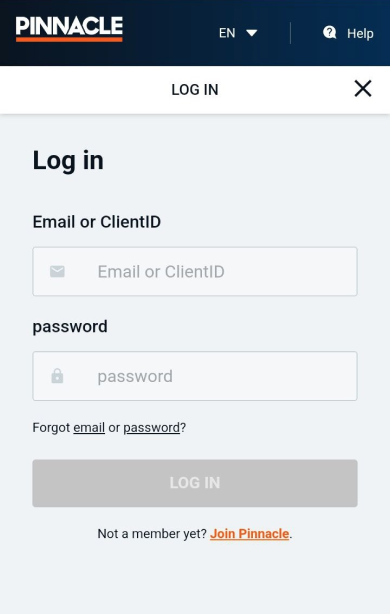 Sign in to your account on the mobile version of Pinnacle Casino