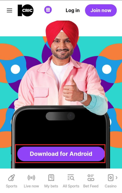 10CRIC Casino mobile app for Android