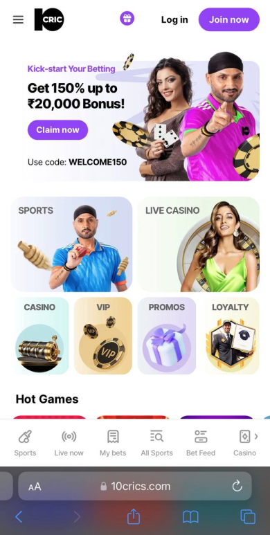 Mobile version 10 CRIC Casino