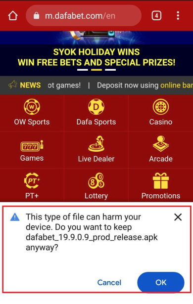 Download Dafabet Casino app on Android