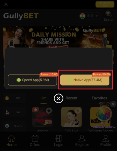 Download Gullybet Casino on Android